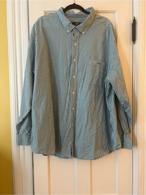 Vineyard Vines Light Blue Gingham Button-Down Shirt, 3x